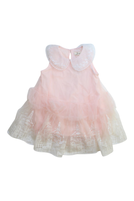 A Pink Sleeveless Dresses from Doe a Dear in size 2T for girl. (Front View)