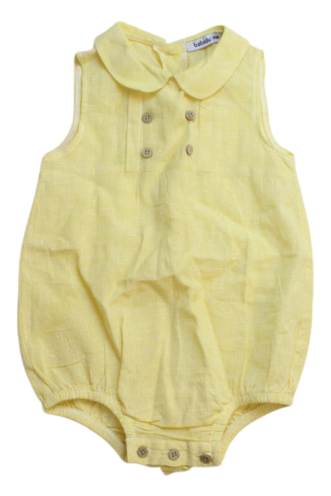 A Yellow Sleeveless Rompers from Babidu in size 12-18M for neutral. (Front View)
