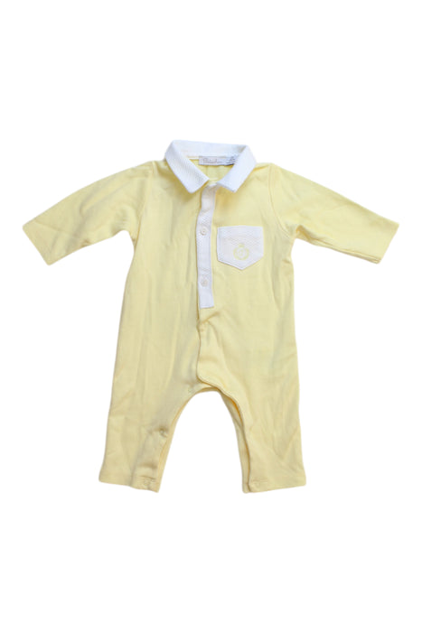 A Yellow Long Sleeve Rompers from Patachou in size 0-3M for boy. (Front View)