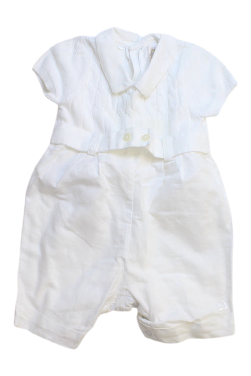 A White Short Sleeve Rompers from Emile et Rose in size 0-3M for neutral. (Front View)