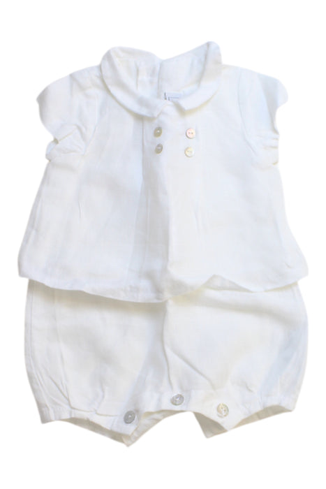 A White Overall Sets from Tartine et Chocolat in size 0-3M for neutral. (Front View)