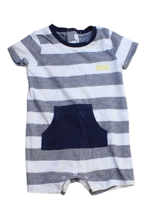 A White Short Sleeve Rompers from Boss in size 0-3M for boy. (Front View)