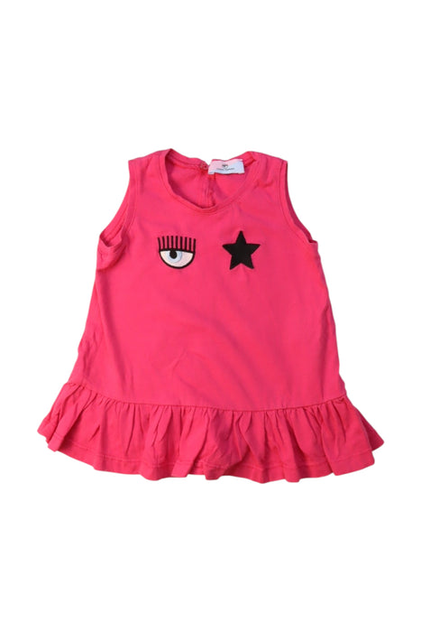 A Pink Sleeveless Dresses from Chiara Ferragni in size 6-12M for girl. (Front View)