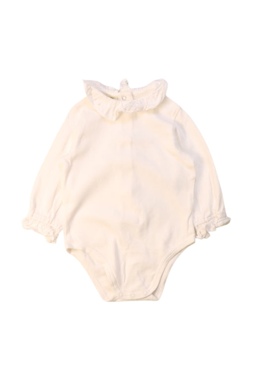 A Ivory Long Sleeve Bodysuits from Nanos in size 0-3M for girl. (Front View)