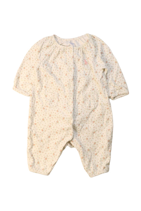 A Beige Long Sleeve Rompers from Ralph Lauren in size 0-3M for girl. (Front View)