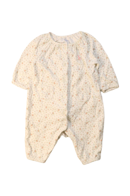A Beige Long Sleeve Rompers from Ralph Lauren in size 0-3M for girl. (Front View)
