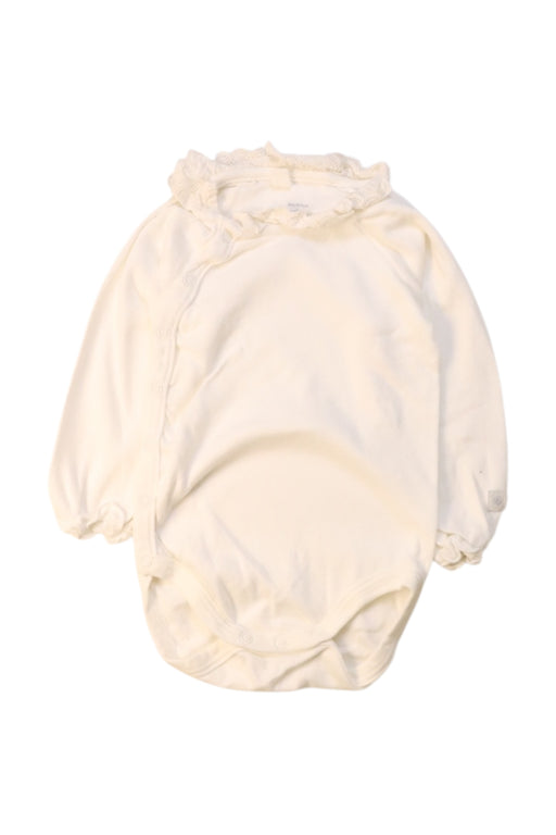 A Ivory Long Sleeve Bodysuits from Petit Bateau in size 3-6M for girl. (Front View)