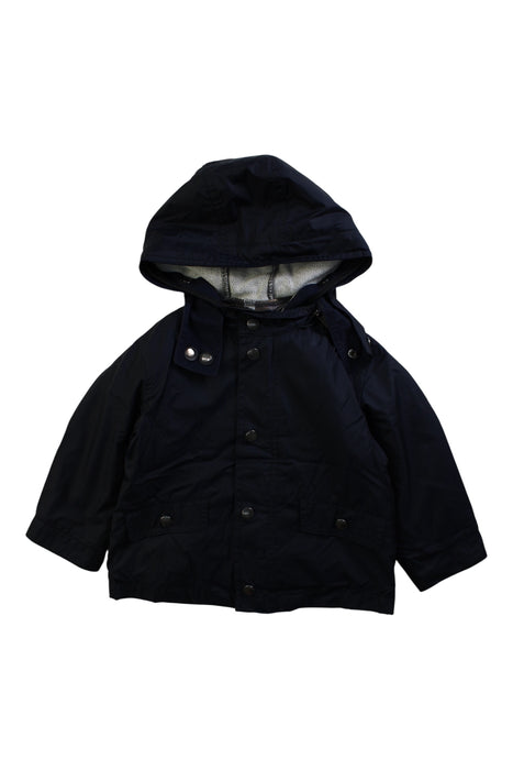 A Navy Rain Jackets from Burberry in size 3T for boy. (Front View)