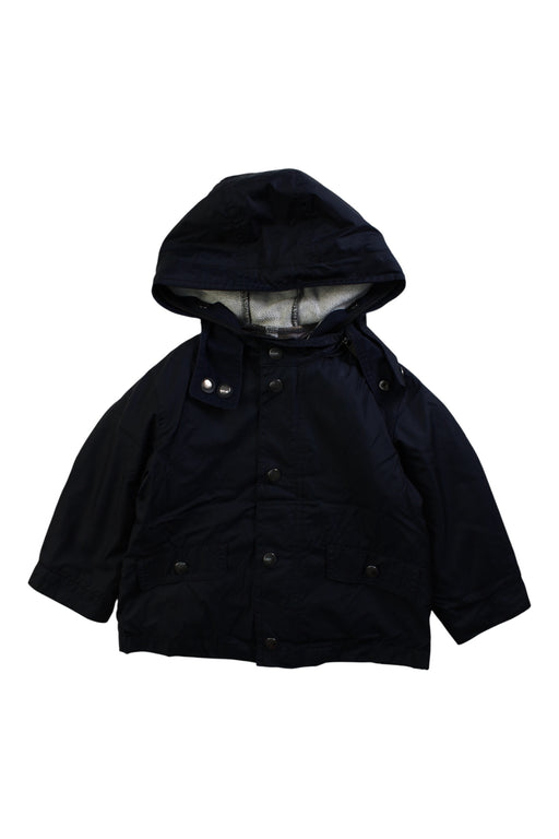 A Navy Rain Jackets from Burberry in size 3T for boy. (Front View)