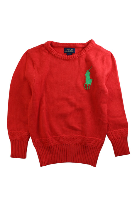 A Red Knit Sweaters from Polo Ralph Lauren in size 5T for girl. (Front View)