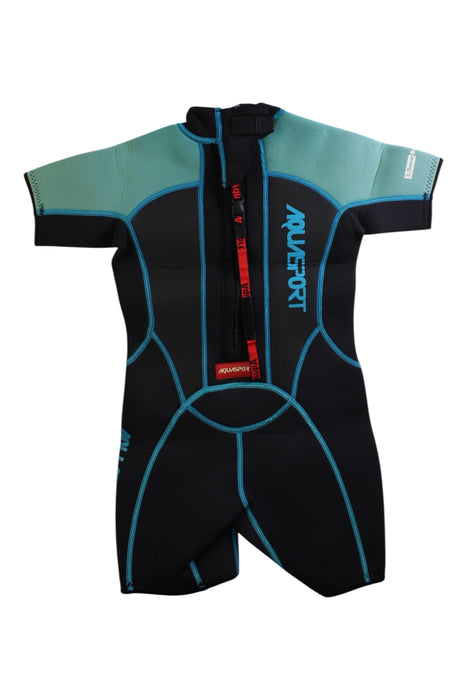 A Black Wetsuits from Aquasport in size 4T for neutral. (Back View)