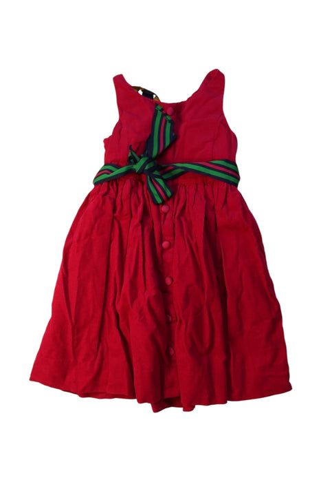 A Red Sleeveless Dresses from Polo Ralph Lauren in size 4T for girl. (Back View)