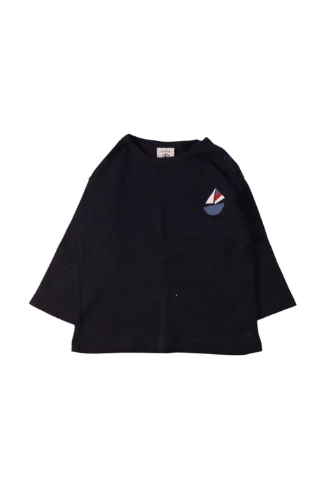A Navy Long Sleeve T Shirts from Petit Bateau in size 3-6M for boy. (Front View)