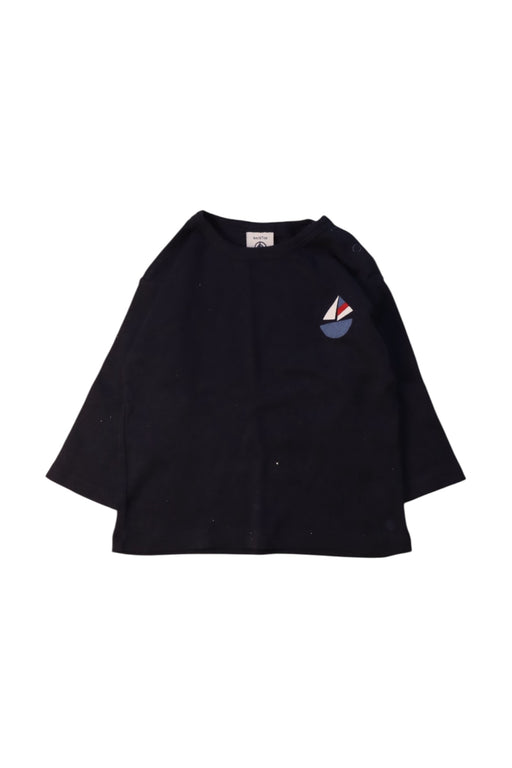 A Navy Long Sleeve T Shirts from Petit Bateau in size 3-6M for boy. (Front View)