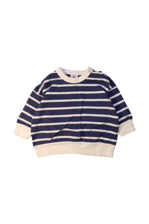 A Navy Crewneck Sweatshirts from Petit Bateau in size 0-3M for boy. (Front View)