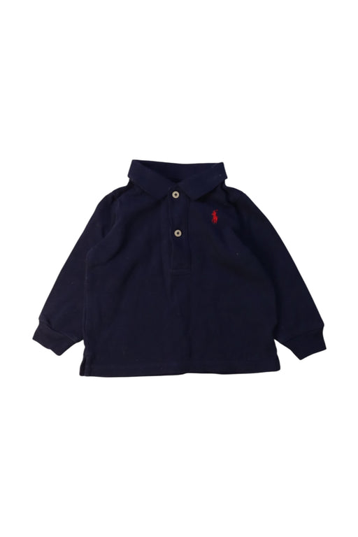 A Navy Long Sleeve Polos from Ralph Lauren in size 3-6M for neutral. (Front View)