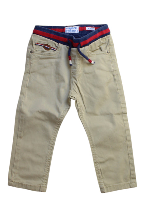 A Beige Casual Pants from Mayoral in size 6-12M for boy. (Front View)