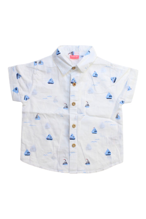 A White Short Sleeve Shirts from Sunuva in size 3-6M for boy. (Front View)