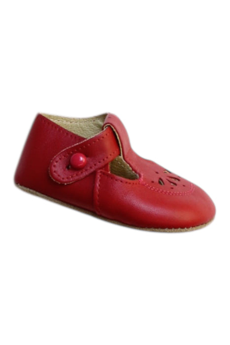 A Red Slip Ons from Early Days in size 3-6M for girl. (Front View)
