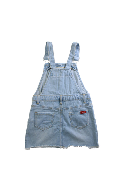 A Blue Overall Dresses from Seed in size 5T for girl. (Back View)