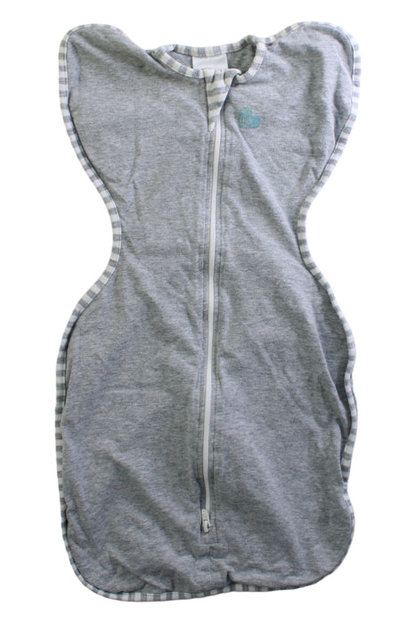 A Grey Sleepsacs from Love To Dream in size 0-3M for neutral. (Front View)