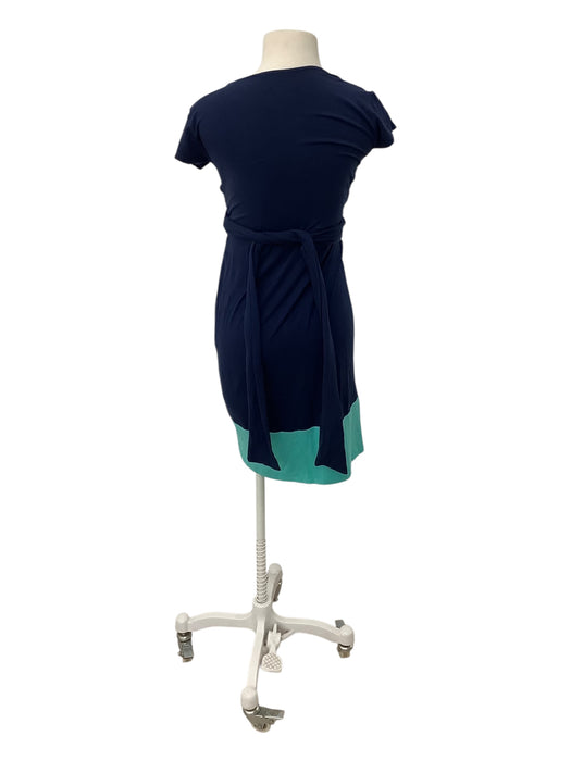 A Navy Short Sleeve Dresses from Seraphine in size Maternity-XS for maternity. (Back View)