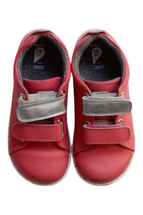 A Pink Sneakers from Bobux in size 5T for girl. (Back View)