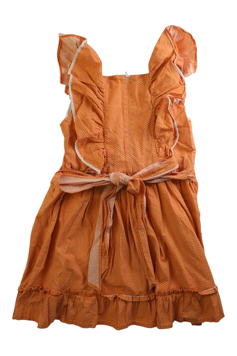 A Orange Sleeveless Dresses from La Coqueta in size 7Y for girl. (Back View)