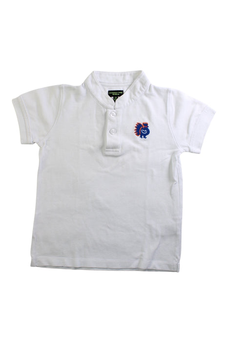 A White Short Sleeve Polos from Shanghai Tang in size 4T for boy. (Front View)