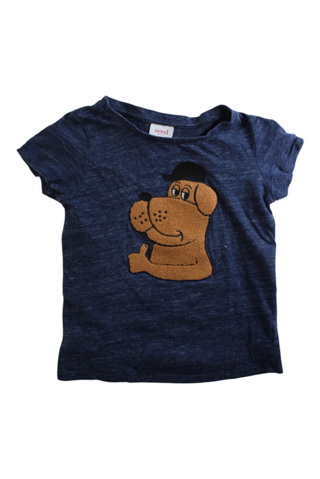 A Blue Short Sleeve T Shirts from Seed in size 6T for boy. (Front View)