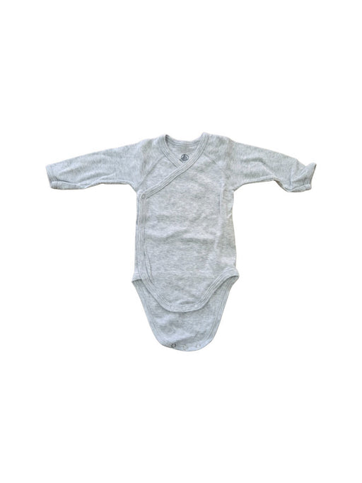 A Grey Long Sleeve Bodysuits from Petit Bateau in size 0-3M for neutral. (Front View)