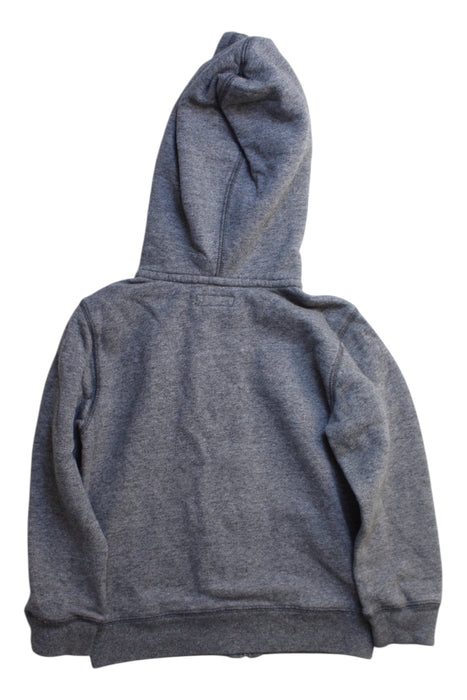 A Grey Hooded Sweatshirts from Roots in size 5T for boy. (Back View)