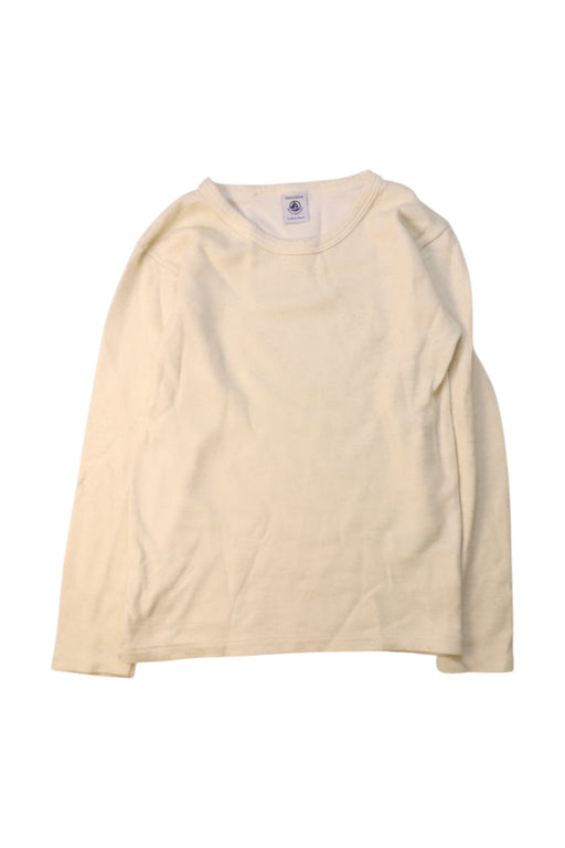 A Ivory Long Sleeve T Shirts from Petit Bateau in size 10Y for girl. (Front View)