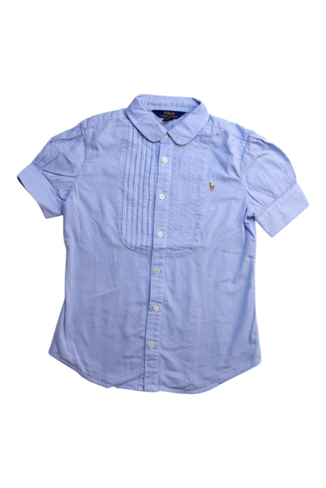 A Blue Short Sleeve Shirts from Polo Ralph Lauren in size 10Y for girl. (Front View)