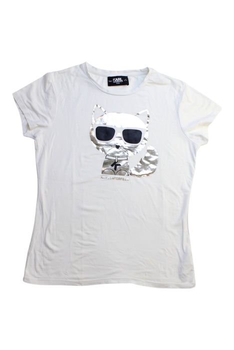 A White Short Sleeve T Shirts from Karl Lagerfeld in size 14Y for girl. (Front View)