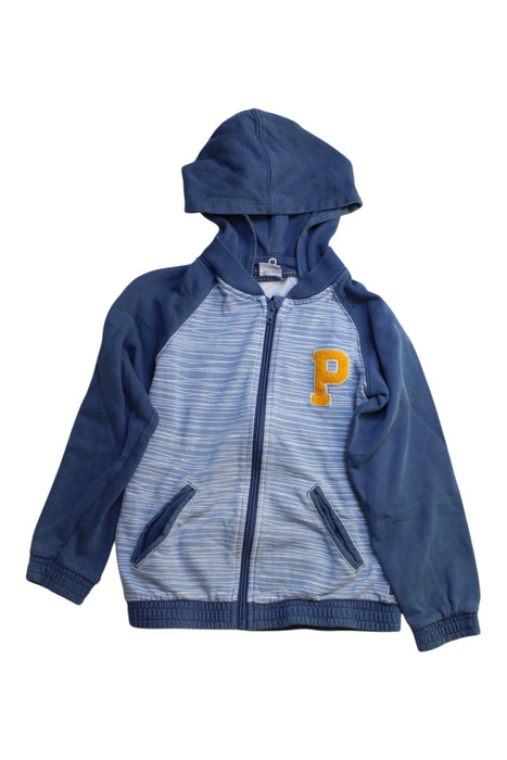 A Blue Zippered Sweatshirts from Polarn O. Pyret in size 8Y for boy. (Front View)