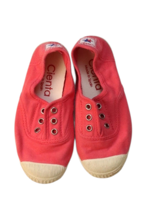 A Red Slip Ons from Cienta in size 4T for neutral. (Back View)