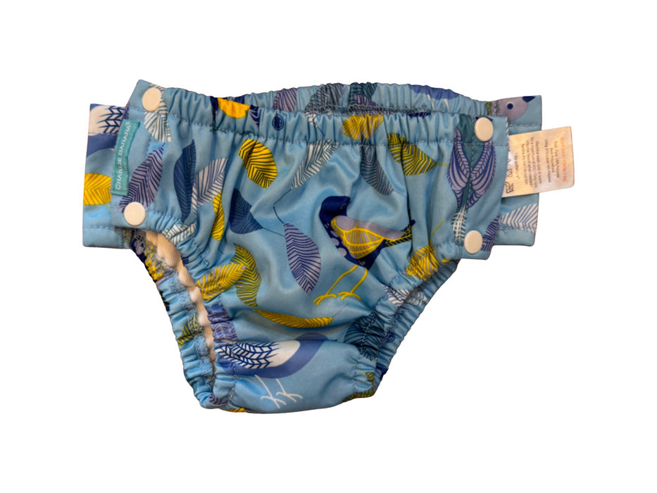 A Blue Swim Diapers from Charlie Banana in size 6-12M for neutral. (Front View)