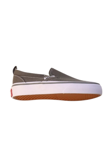 A Grey Slip Ons from Vans in size 3T for neutral. (Front View)