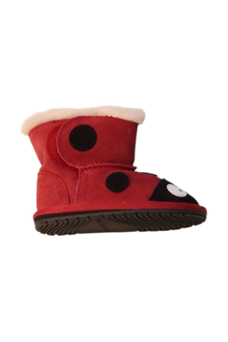A Red Booties from EMU Australia in size 12-18M for neutral. (Front View)