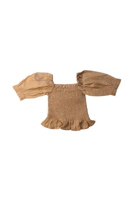 A Beige Short Sleeve Tops from Seed in size 4T for girl. (Front View)