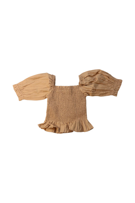 A Beige Short Sleeve Tops from Seed in size 4T for girl. (Back View)