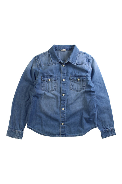 A Blue Long Sleeve Shirts from Bonton in size 8Y for girl. (Front View)