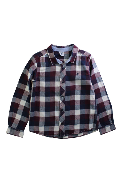 A Burgundy Long Sleeve Shirts from Petit Bateau in size 8Y for boy. (Front View)