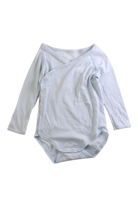 A Blue Long Sleeve Bodysuits from Petit Bateau in size 6-12M for boy. (Front View)
