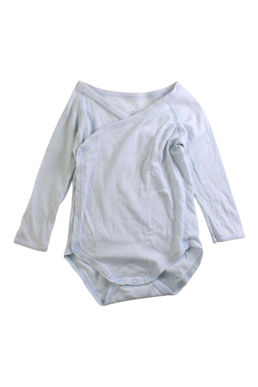 A Blue Long Sleeve Bodysuits from Petit Bateau in size 6-12M for boy. (Front View)