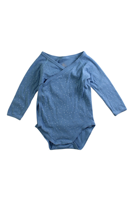 A Blue Long Sleeve Bodysuits from Petit Bateau in size 6-12M for boy. (Front View)