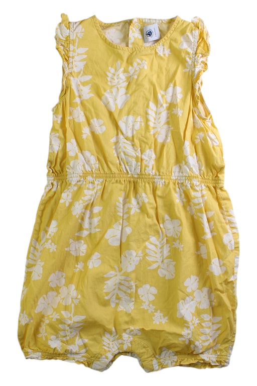 A Yellow Sleeveless Rompers from Petit Bateau in size 2T for girl. (Front View)