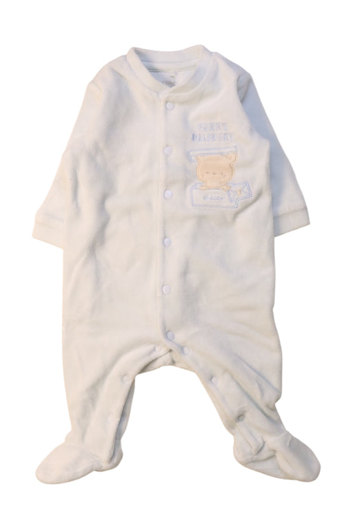 A White Onesies from Chicco in size 0-3M for neutral. (Front View)