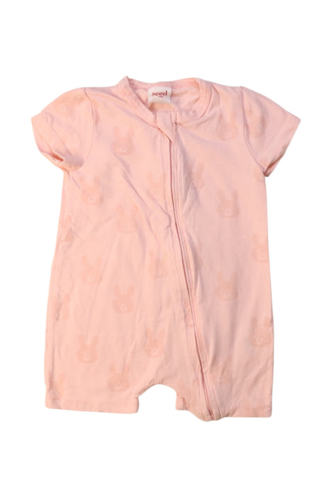 A Pink Short Sleeve Rompers from Seed in size 3-6M for neutral. (Front View)